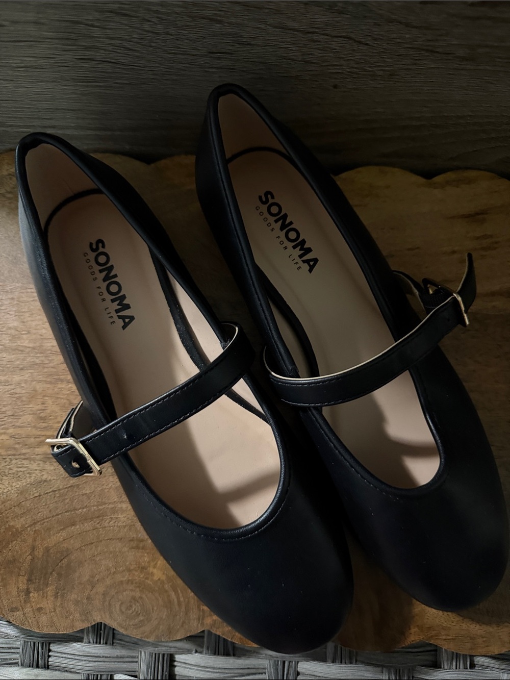 SONOMA Black Mary Jane Flats with Gold Buckle as 6.5